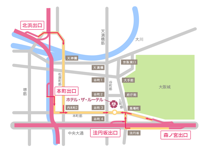 高速道路出口からホテルまでのアクセス地図