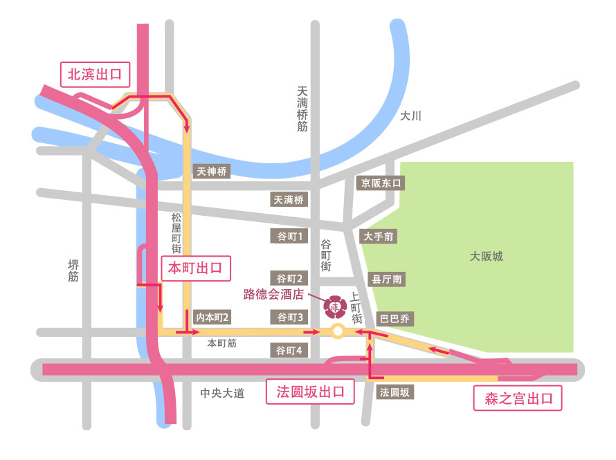 从高速公路出口到酒店的交通地图